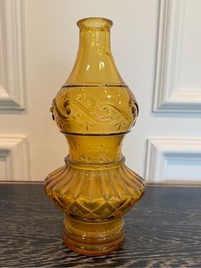 Vintage 1970 MCM Wheaton Amber Glass Oil Lamp Bottle
